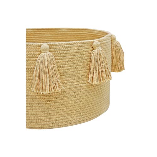 Basket New Tassels Honey: 1'4" x 10"