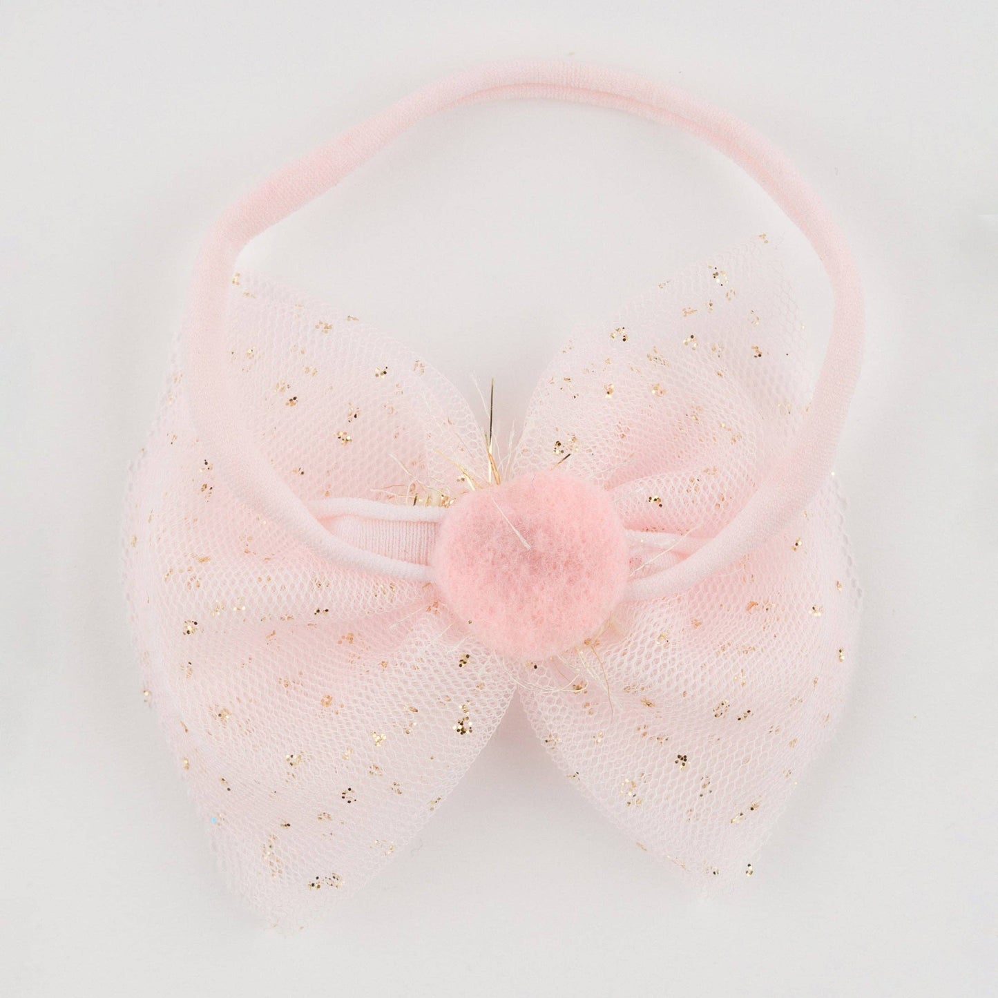 Light Pink/Gold Glinda Bow Nylon Headband