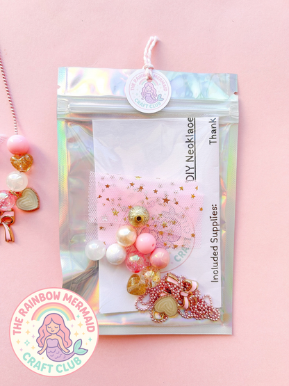 DIY Necklace Making Kit: Heart and Bow (Makes 1 Necklace)