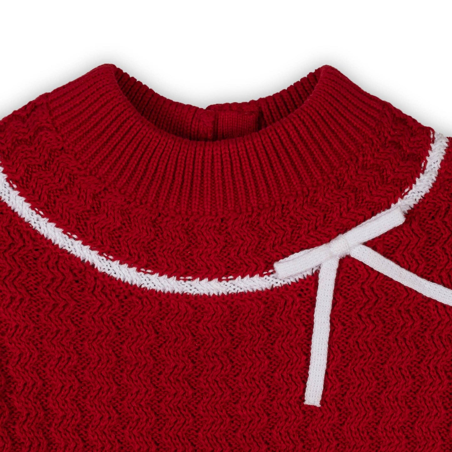 Organic Mock Neck Cable Sweater Dress: Red Cable / 5