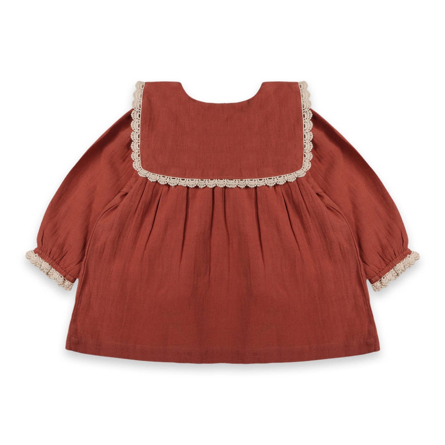 Sola Embroidered Collar Baby Dress & Bloomer -Organic: Sienna / 3-6M
