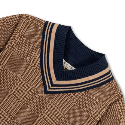 Organic Intarsia Cricket Sweater - Baby: Brown Glen Plaid Intarsia