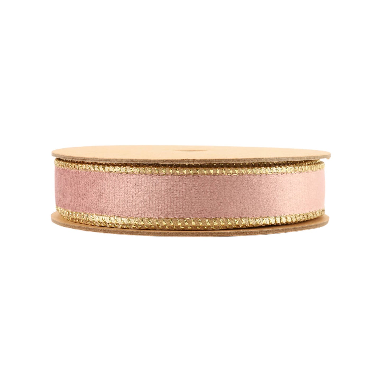 1" Reversible Classic Velvet Wired Ribbon | Pink/Gold | 10 Yard Roll