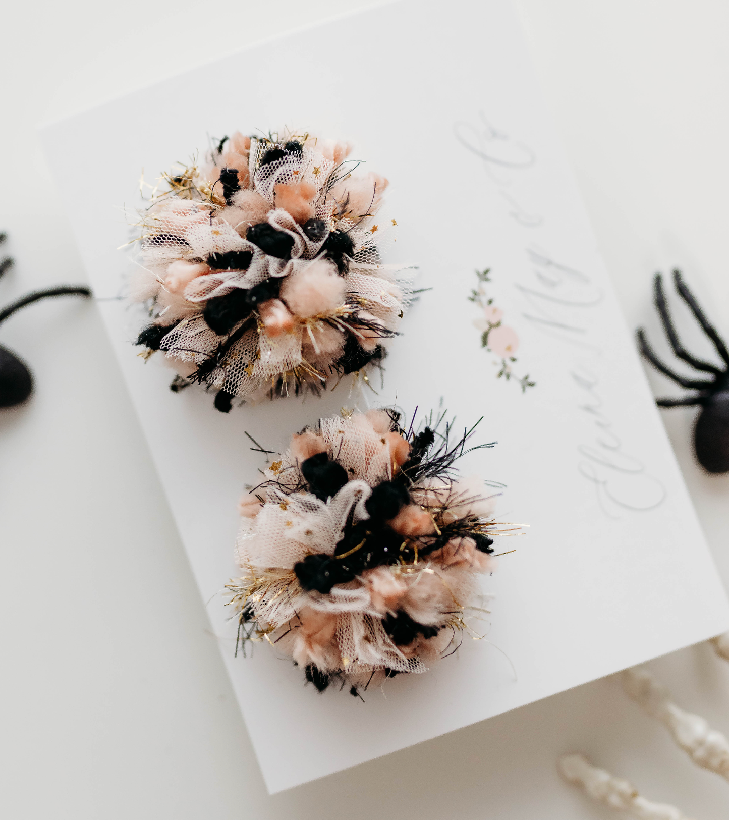 Spooky Pom Pom  - Hair Clip SET