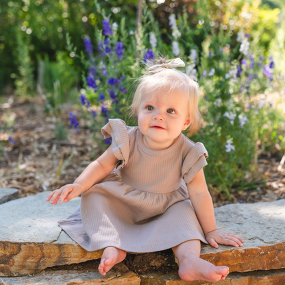 Organic Cotton Ruffle Dress | Mushroom