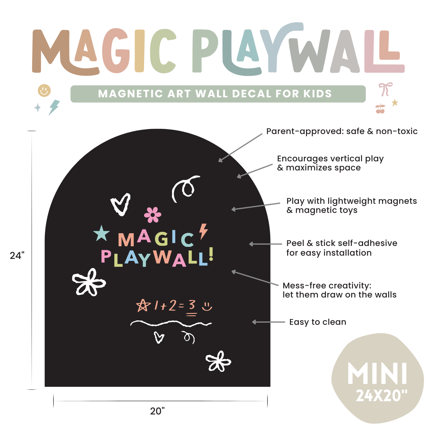 MINI Magic Playwall - Arch Magnetic Art Wall Decal for Small Spaces: Caramel