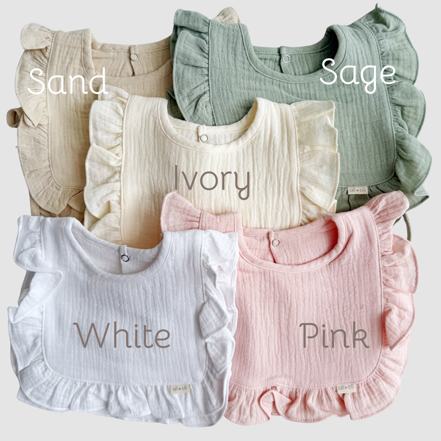 Muslin Cotton Ruffle Baby Bib (Ivory)