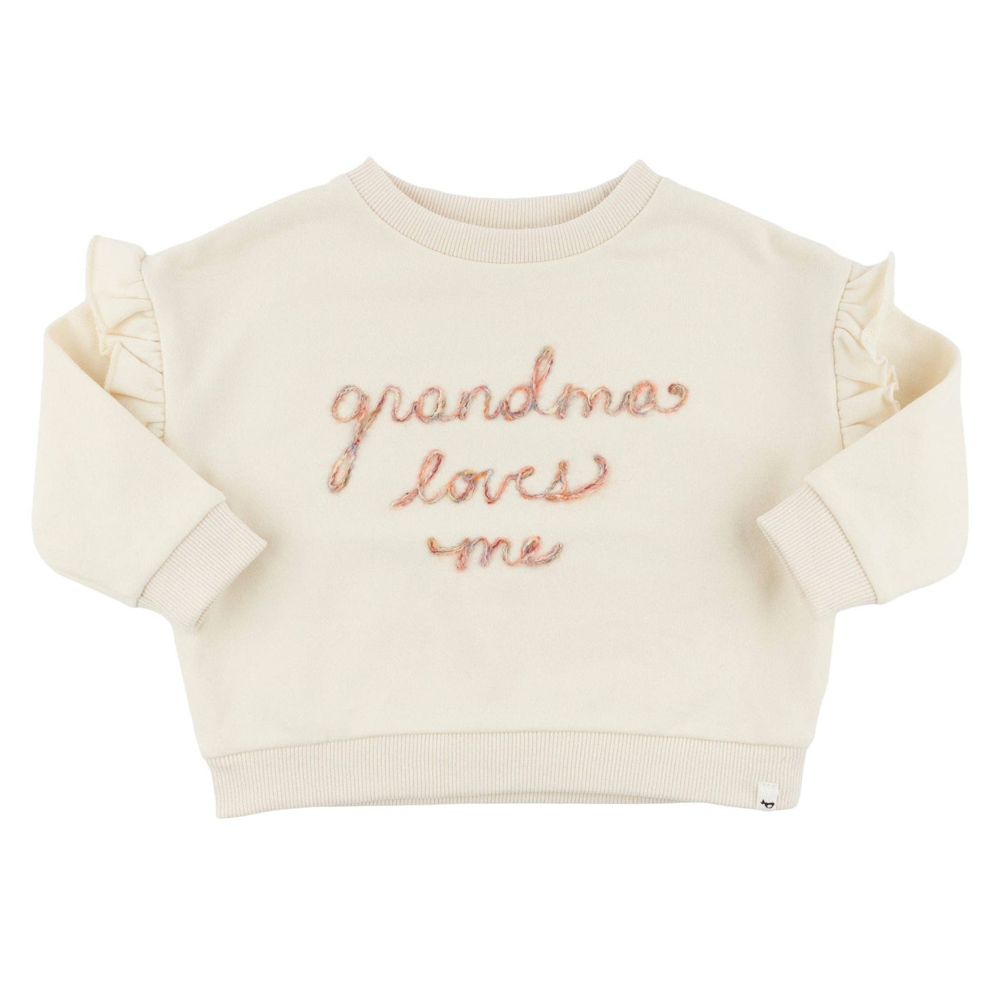 Oh baby! Ruffle Slouch Sweatshirt - Grandma Loves Me - Natural: Natural / 3-6 mo