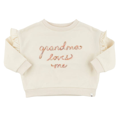 Oh baby! Ruffle Slouch Sweatshirt - Grandma Loves Me - Natural: Natural / 6-12 mo