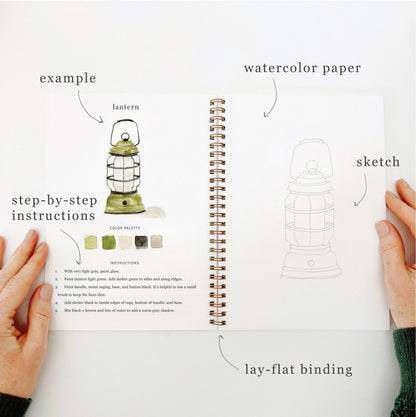Camping watercolor workbook