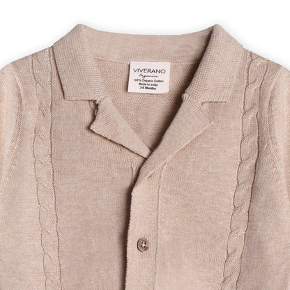 Resort Cable Knit Baby Sweater Cardigan & Pant Set: Oatmeal Heather