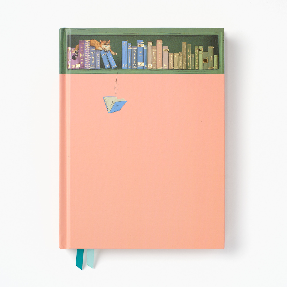 Sneaky Cat Bookshelf Hardcover Notebook