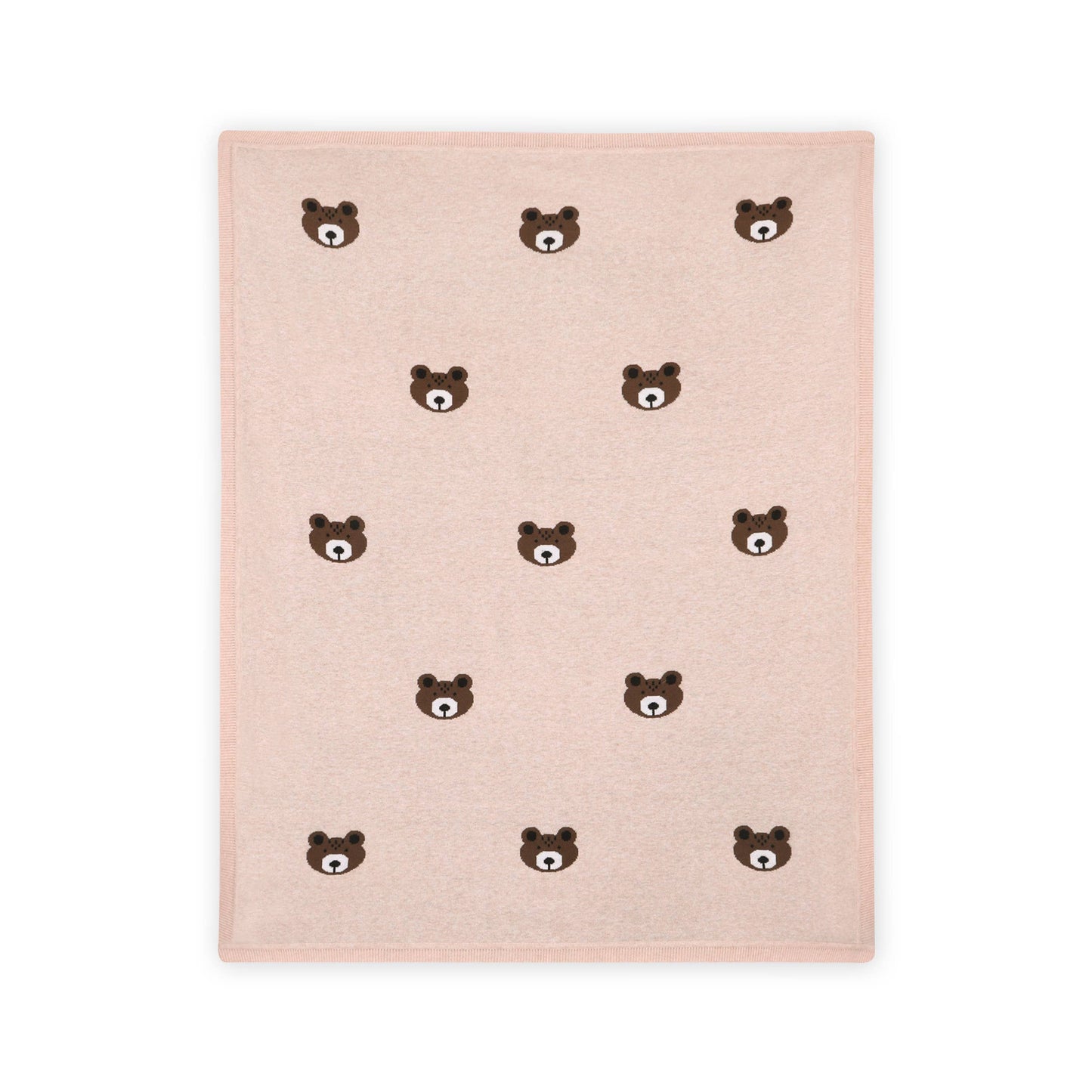 Brown Bear - Organic Cotton Jacquard Knit Baby Blanket: Oatmeal Heather / One Size