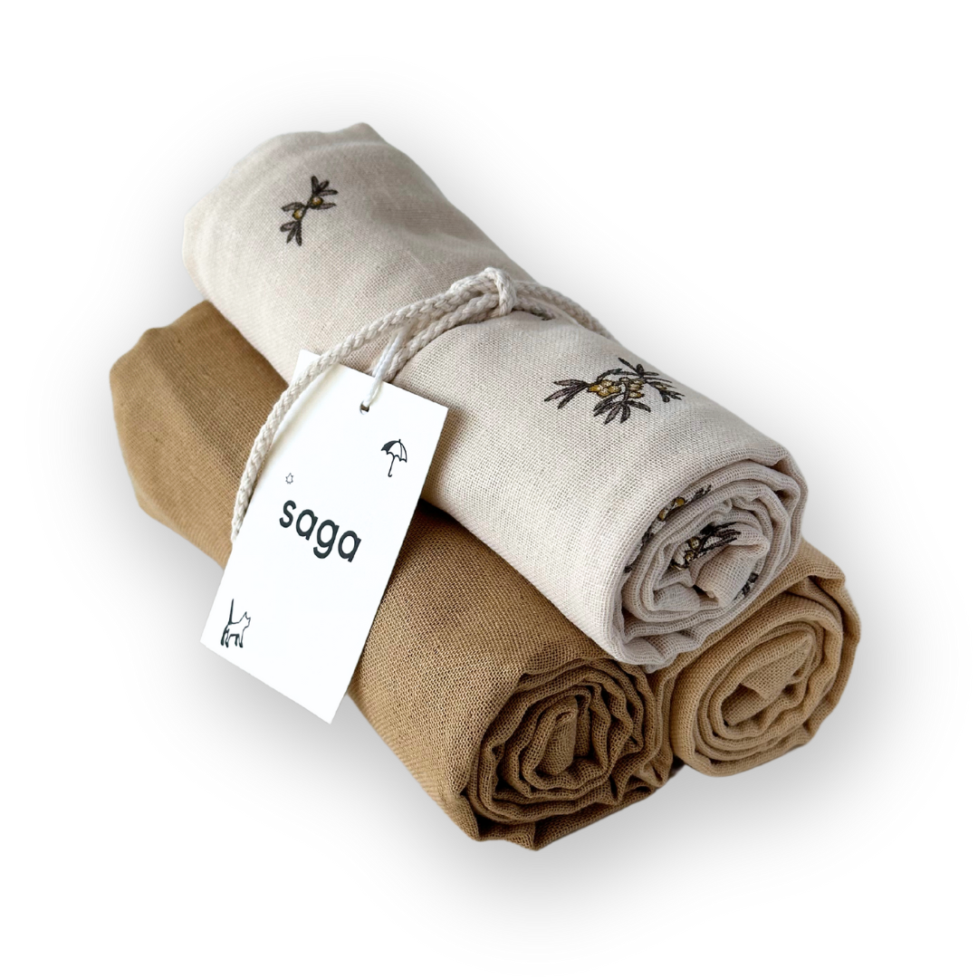 Diaper Cloths Set 3pcs - Mixed Honey Print - 100% Organic Co