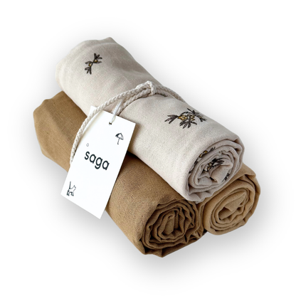 Diaper Cloths Set 3pcs - Mixed Honey Print - 100% Organic Co