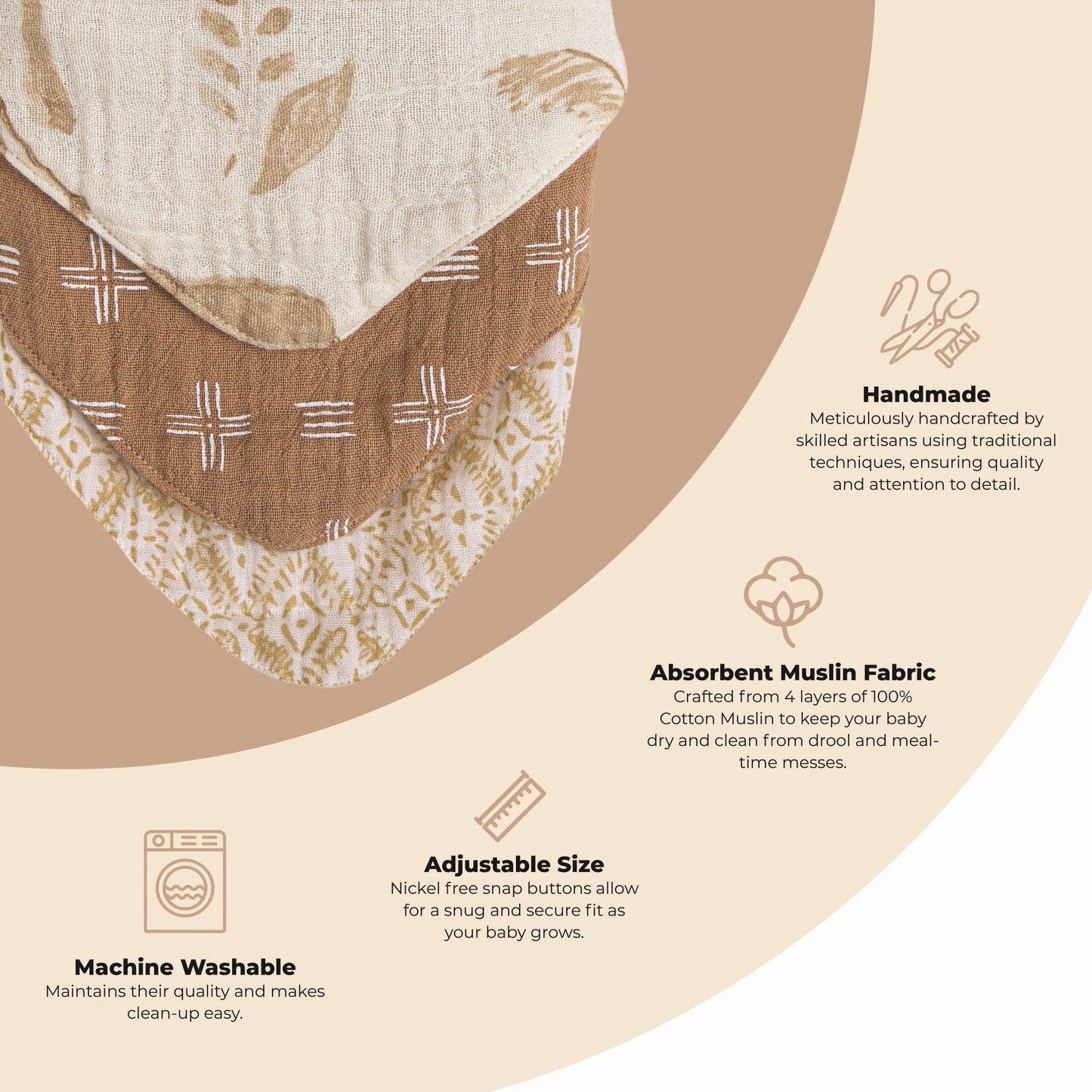 Kendi 3-Pc. Muslin Bib Set