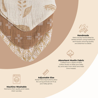 Kendi 3-Pc. Muslin Bib Set