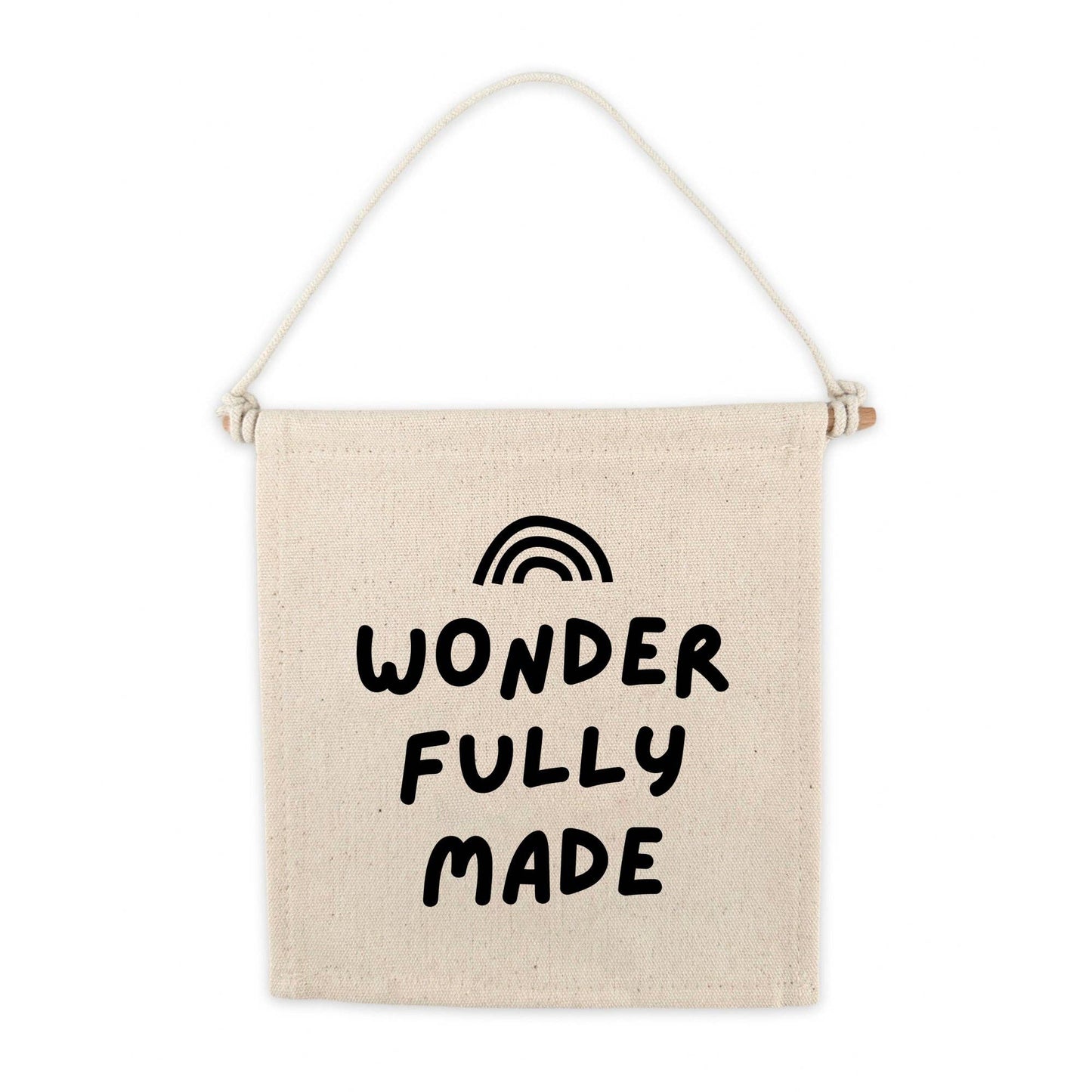 Wonderfully Made Canvas Hang Sign - Kids Nursery Wall Decor