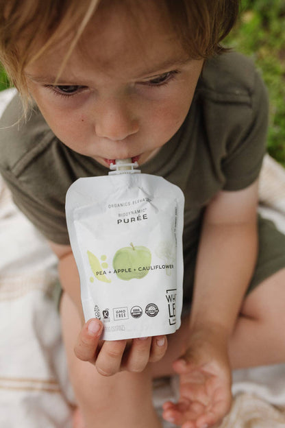 Organic Regenerative Pea + Apple + Cauliflower Puree: 24 (90g) pouches