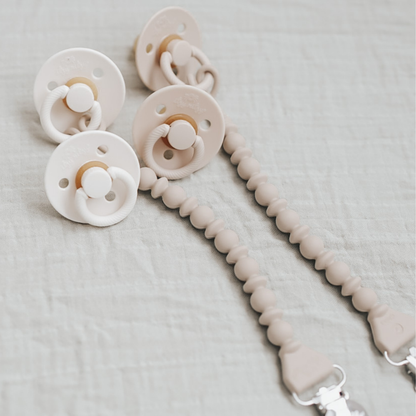 Itzy Soother™ Natural Rubber Paci Sets: Coconut + Toast 6-18 M