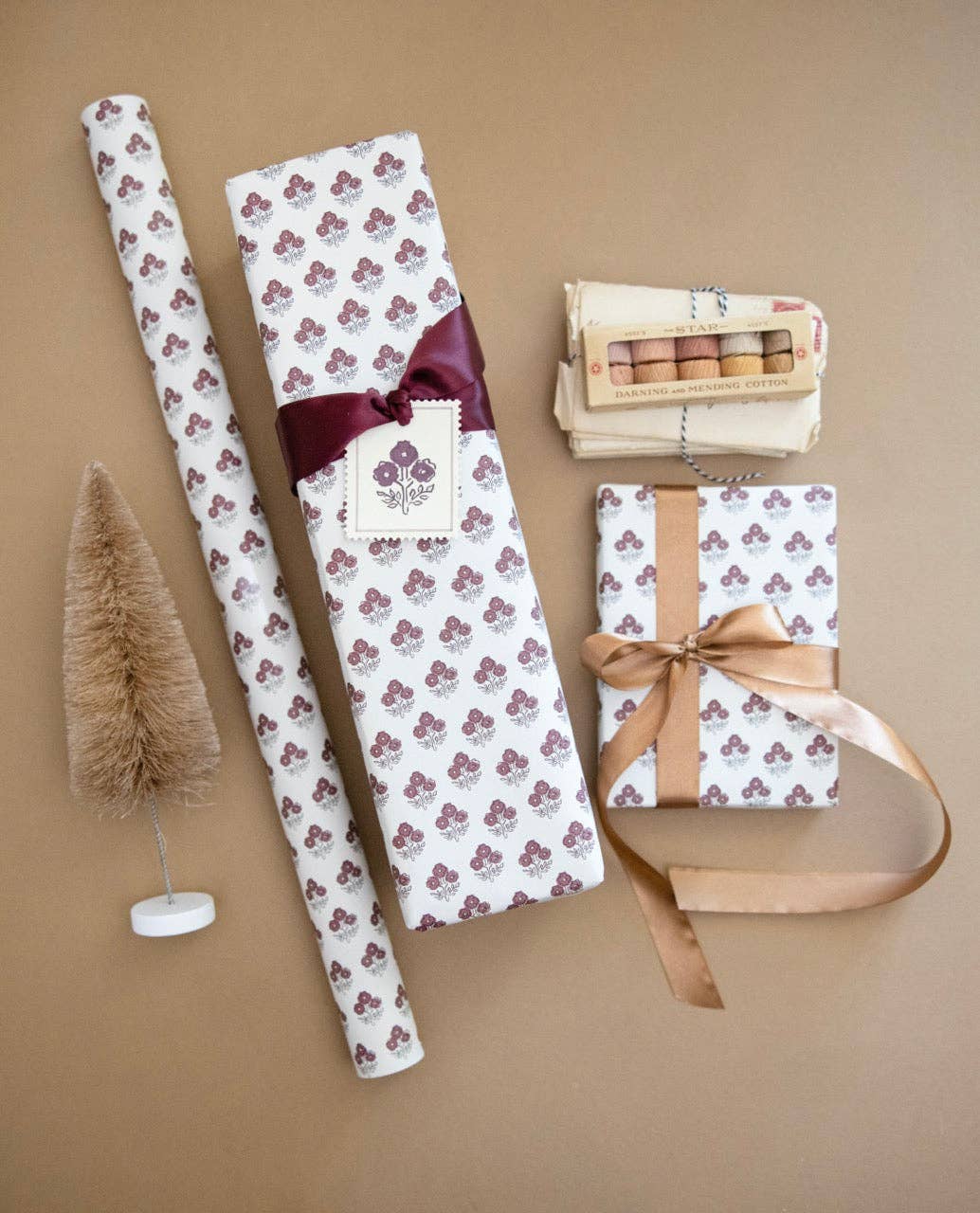 'Cranberry Topiary' wrapping paper roll