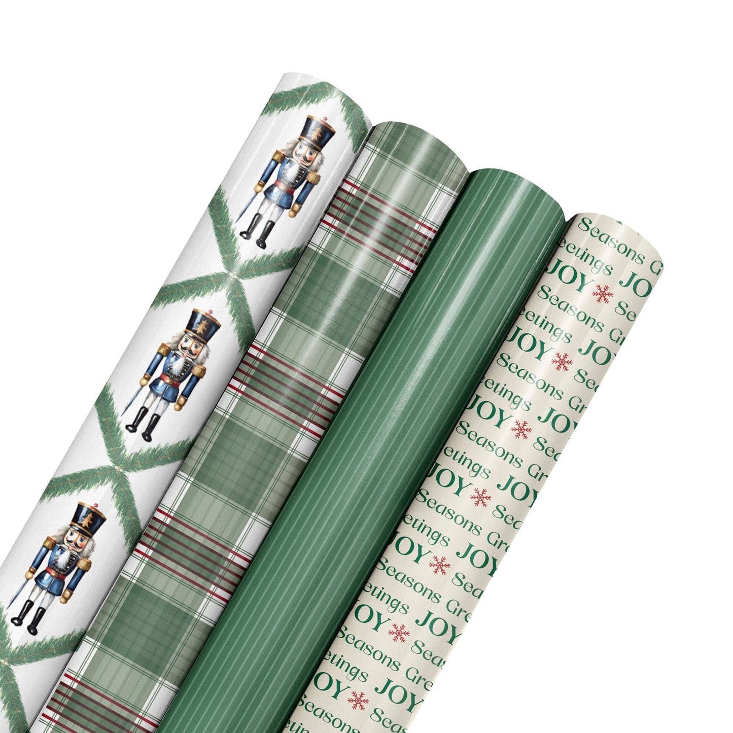 Northfolk Pine Nutcracker Wrapping Paper Bundle 4-pack