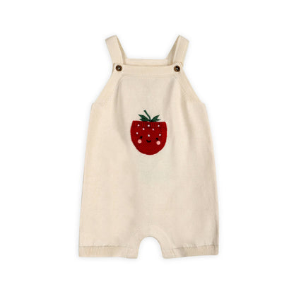Strawberry Pocket Baby Knit Shortall Set (Organic Cotton)