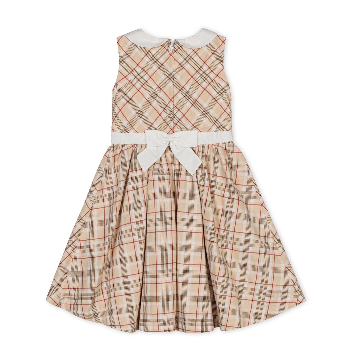 Organic Sleeveless Peter Pan Collar Party Dress - Baby: Fireside Plaid / 12-18M