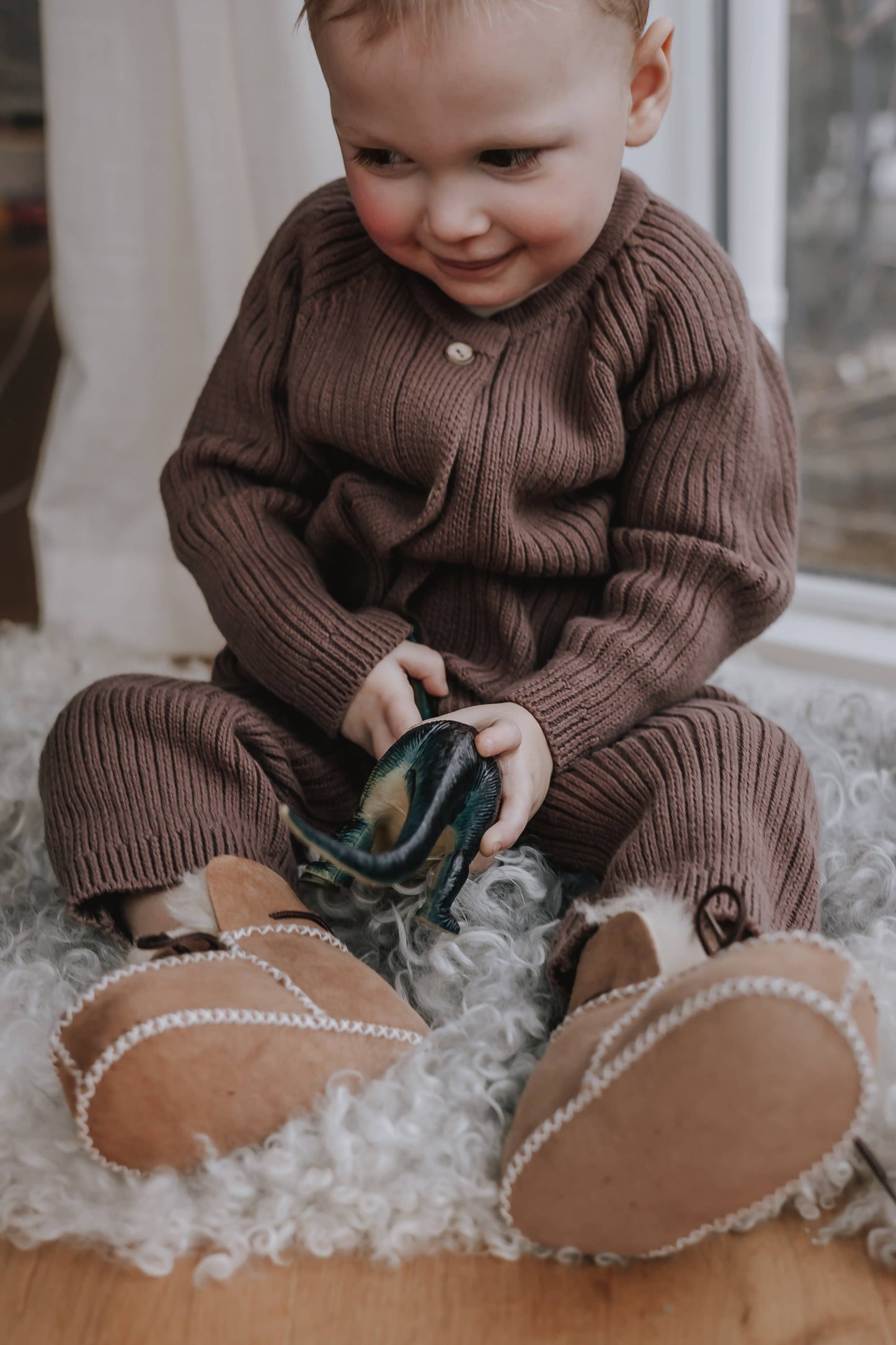 Annie & Charles® Lambskin Baby Shoes: Beige / Small