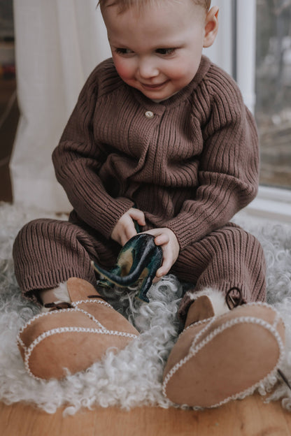 Annie & Charles® Lambskin Baby Shoes: Beige / Small