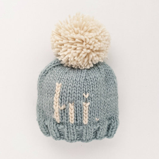 Hi. Surf Blue Hand Knit Beanie Hat: XS (newborn)