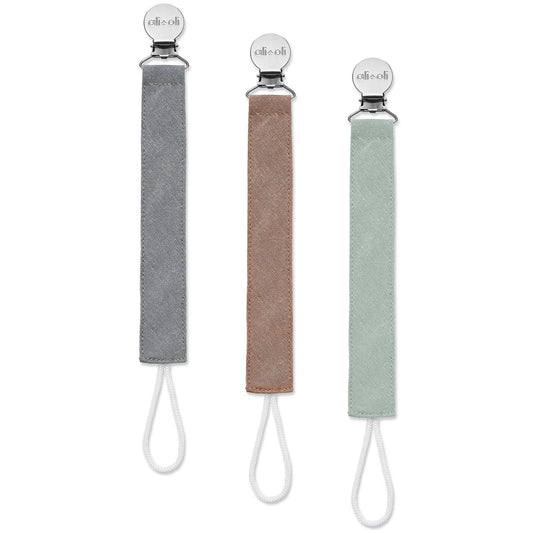 Ali+Oli Linen Pacifier Clips (set of 3)