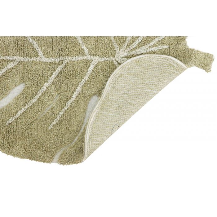 Washable Rug Mini Monstera Olive: 3' x 3'