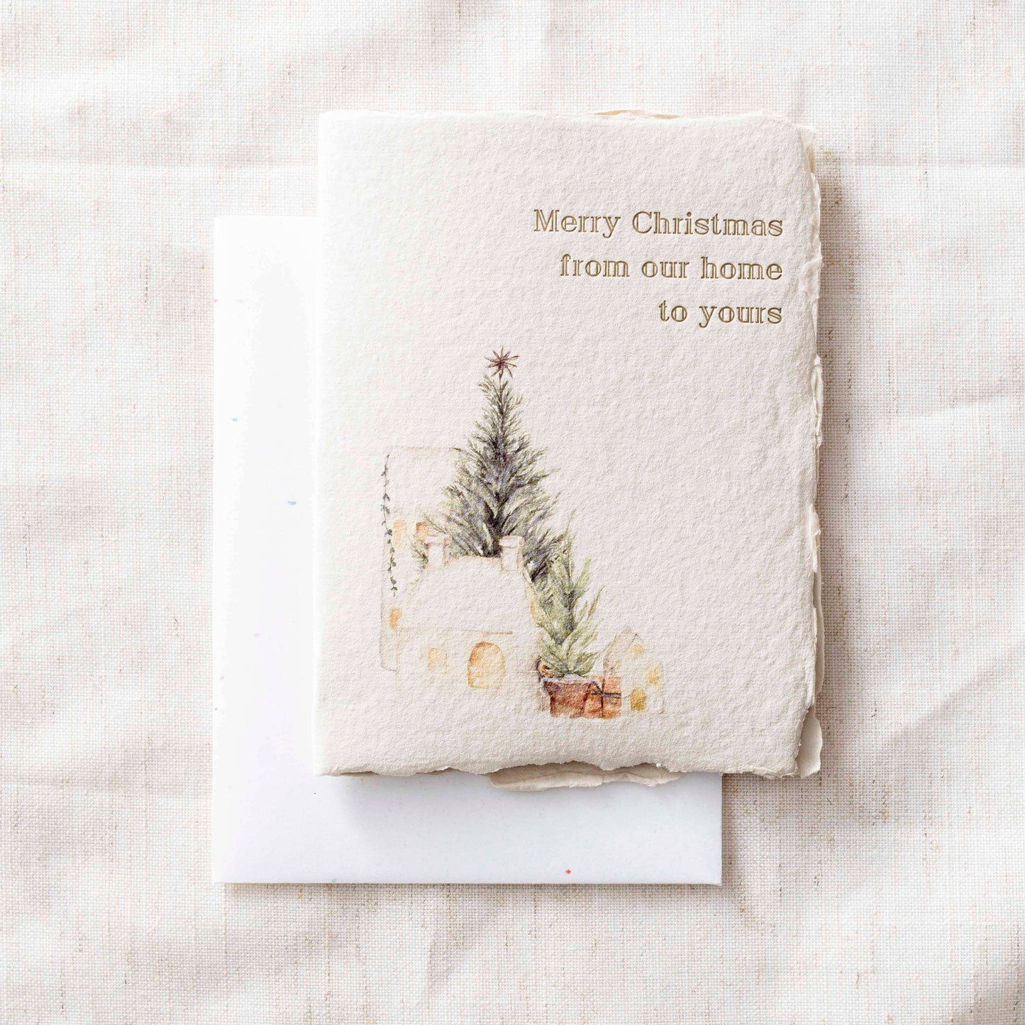 Merry Christmas from our Home | Christmas Holiday Greeting: Folded A2 Greeting Card. Blank Inside.