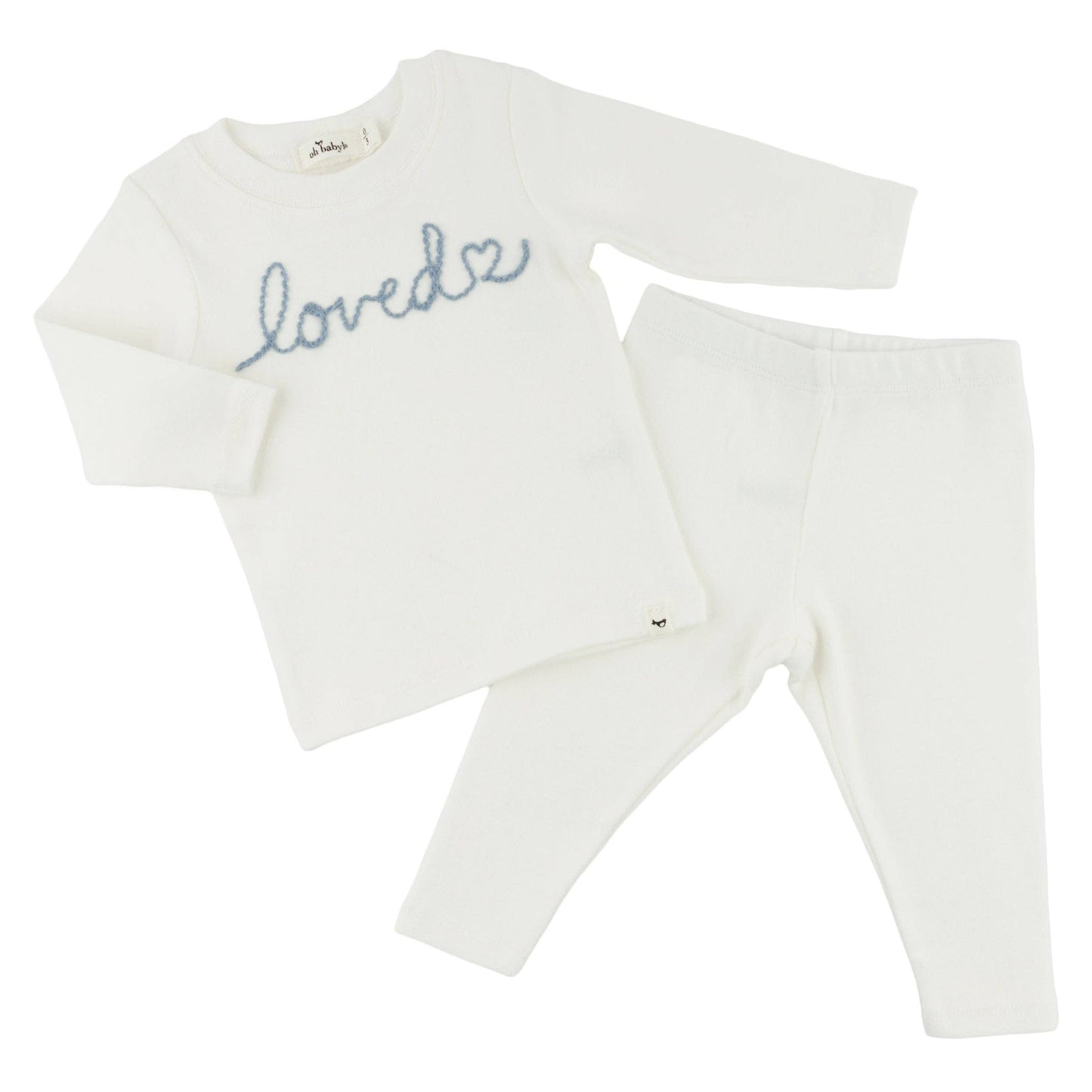 "loved with heart" Fog Embroidered 2pc Set