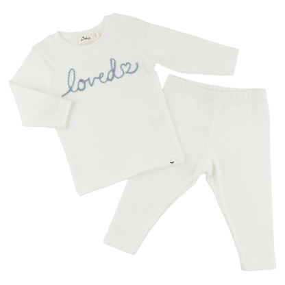 "loved with heart" Fog Embroidered 2pc Set