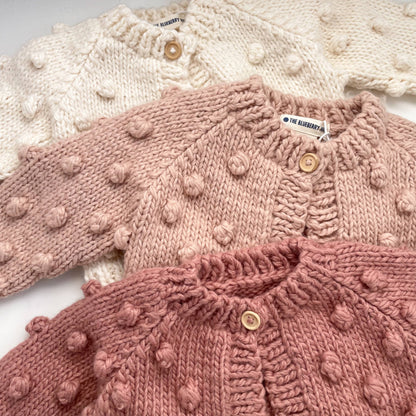 Popcorn Cardigan, Blush | Baby & Kids Valentine's Sweater: 6-12 mths