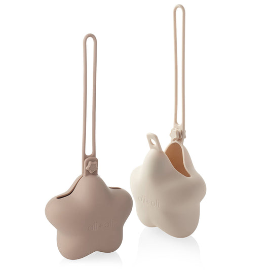 Ali+Oli Silicone Pacifier Case 2-pack Star (Taupe-Sand)