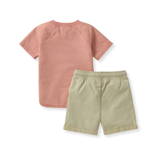 Acid Wash Pocket Tee & Shorts Set: 2T