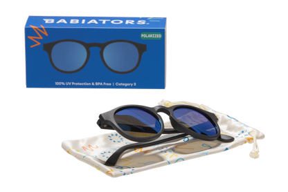 Jet Black w/ Cobalt Blue Lens  Polarized Keyhole Sunglasses