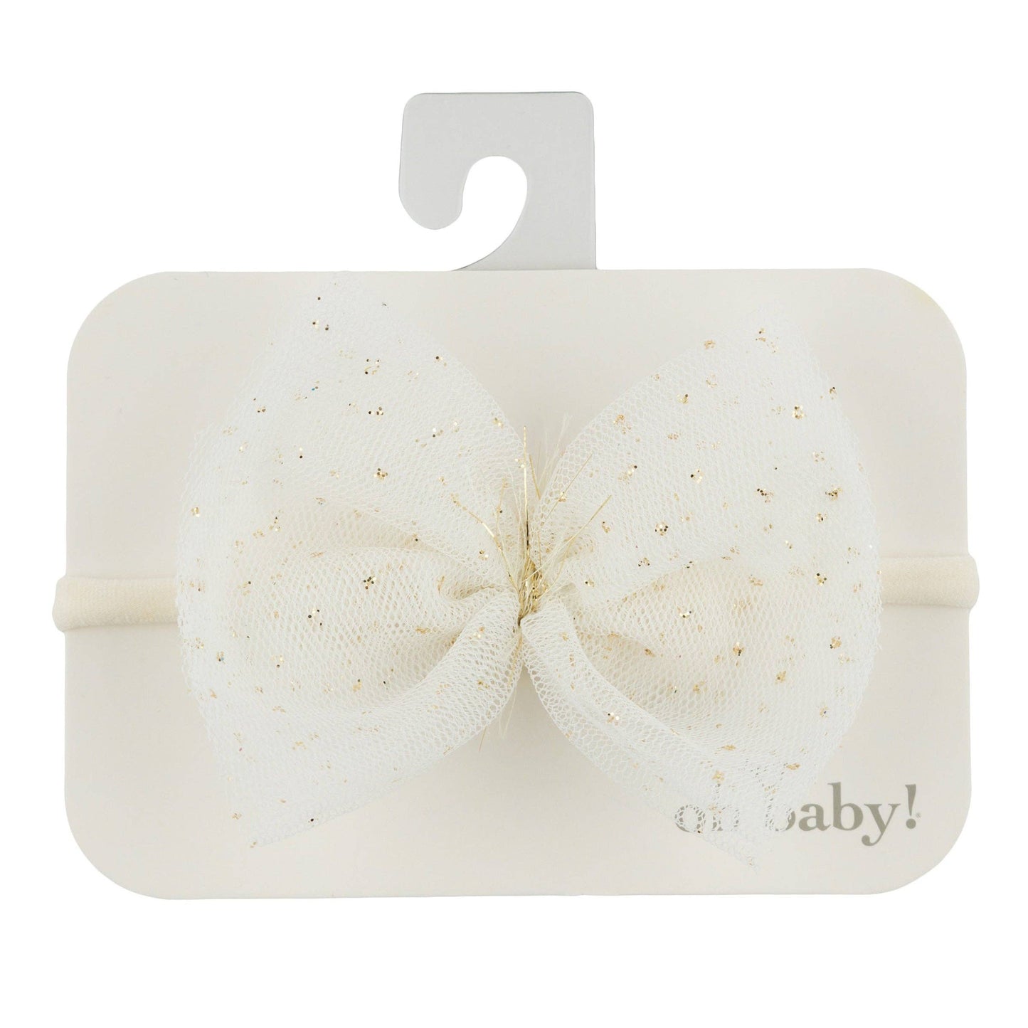 Ivory/Gold Glinda Bow Nylon Headband: Cream / One size