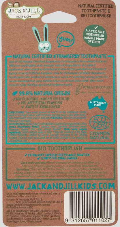 Jack N' Jill Tooth Buddy Pack - Strawberry + Kids Toothbrush