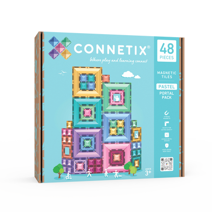 CONNETIX Magnetic Tiles Pastel Portal Pack, 48 Pieces