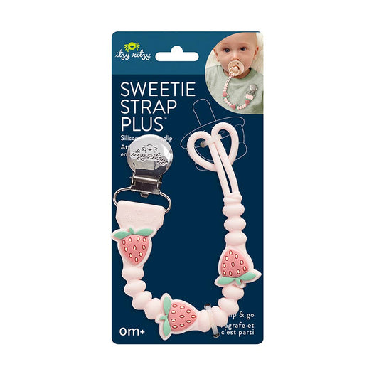 Sweetie Strap Plus™ Silicone Pacifier Clip: Strawberry
