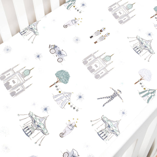 Adventures in Wonderland Crib Sheet - Aqua