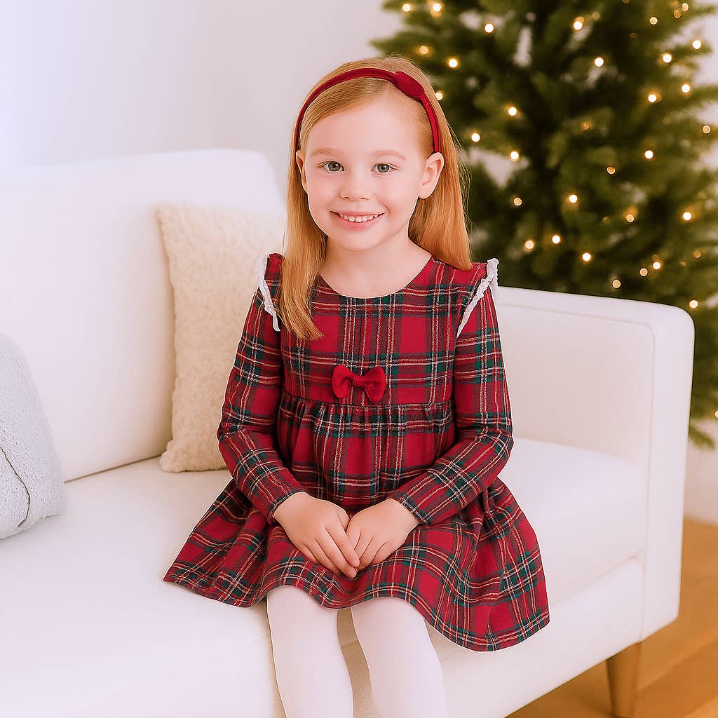 Christmas Bamboo Holiday Dress – Classic Red Plaid Charm: 12-18M