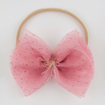 Blush/Blush Glinda Bow Nylon Headband: Champagne / One size