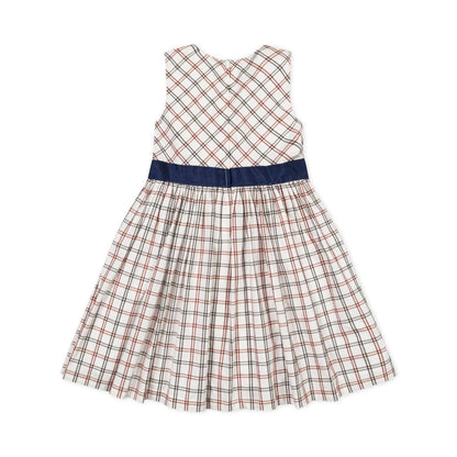 Organic Stretch Poplin Sash Dress: Homeroom Check