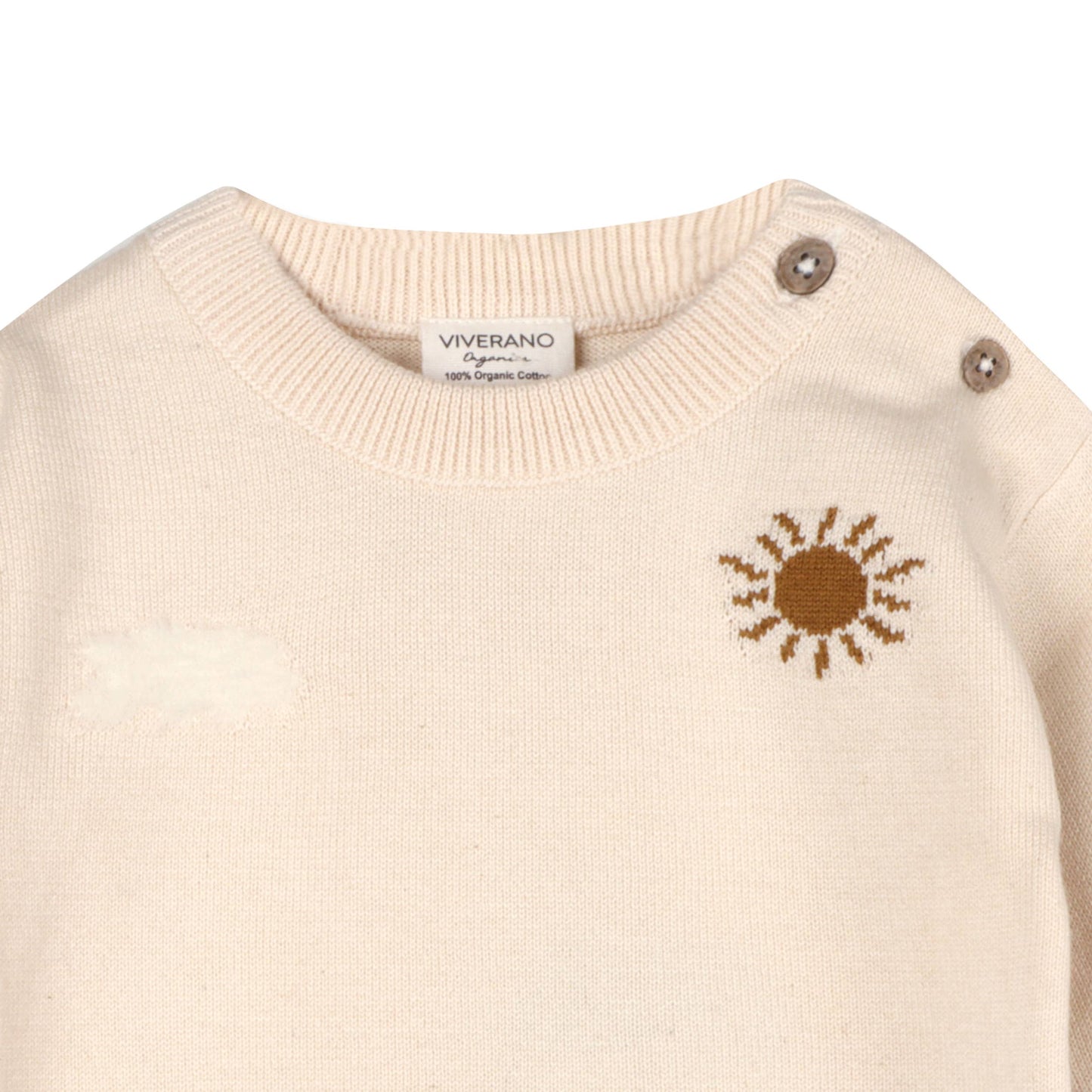 Farm Tractor Embroidered Sweater Knit Baby Pullover -Organic: Natural / 18-24M