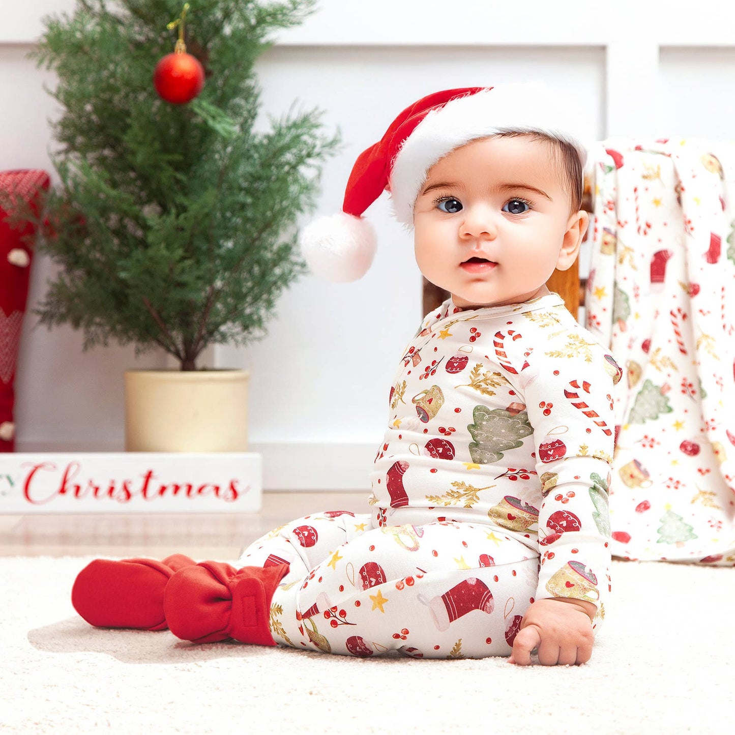 Bamboo Holiday Baby Zip Romper – Christmas One-Piece Pajamas: 6-9M